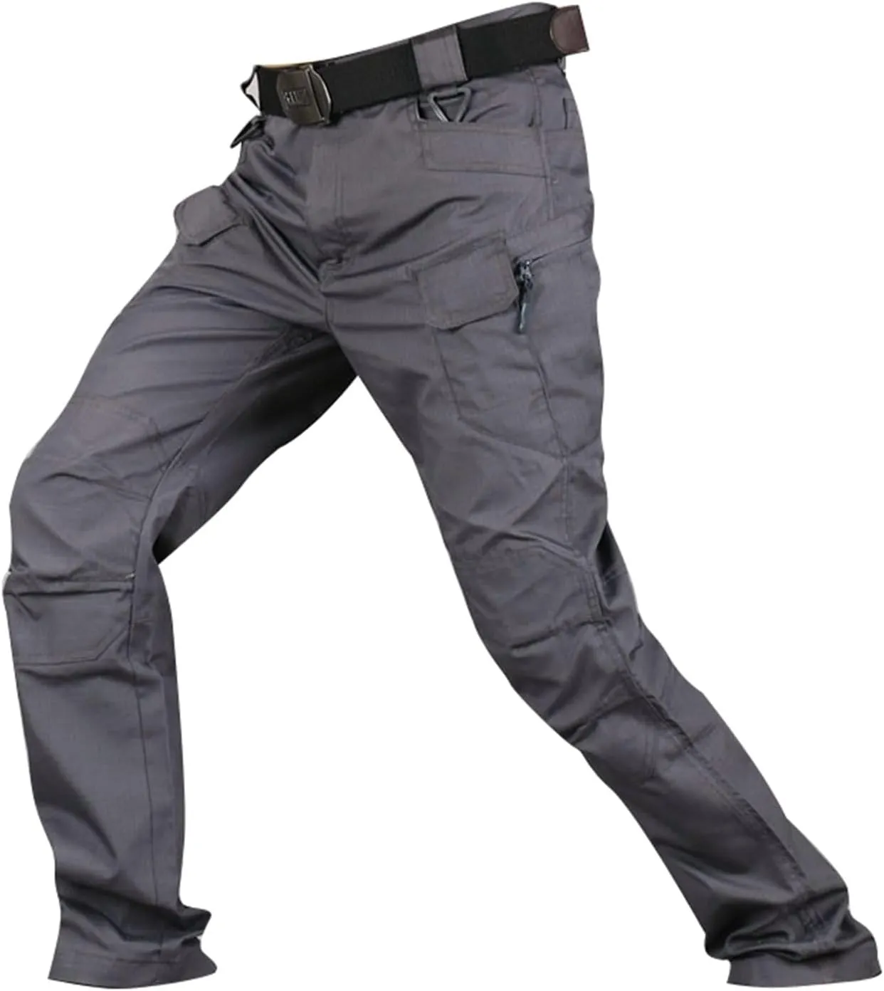 ADHOWBEW Tactical Pants Men Work Big and Tall Hiking Pockets Elastic Waist Relaxed Fit Joggers