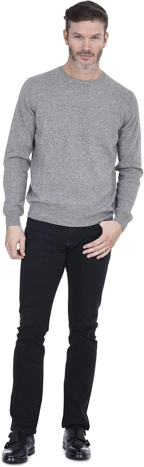 Cashmeren Men's Basic Crewneck Sweater 100% Pure Cashmere Long Sleeve Round Neck Pullover