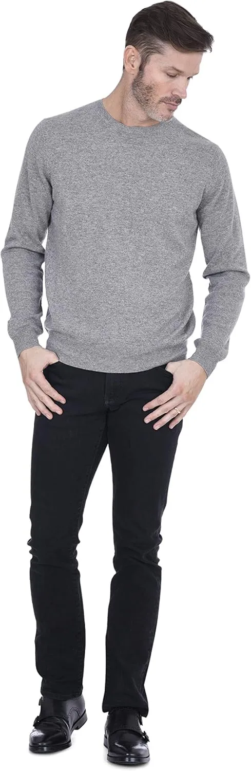 Cashmeren Men's Basic Crewneck Sweater 100% Pure Cashmere Long Sleeve Round Neck Pullover