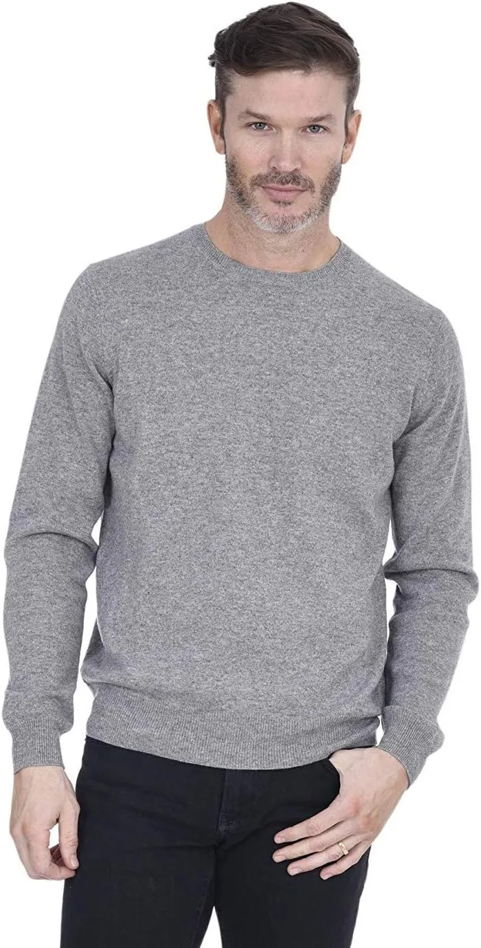 Cashmeren Men's Basic Crewneck Sweater 100% Pure Cashmere Long Sleeve Round Neck Pullover
