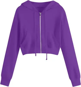 Ceboyel Zip Up Hoodies for Women Cropped Long Sleeve Sweatshirts Jackets Trendy Y2k Crop Tops Teen Girls Clothes 2023