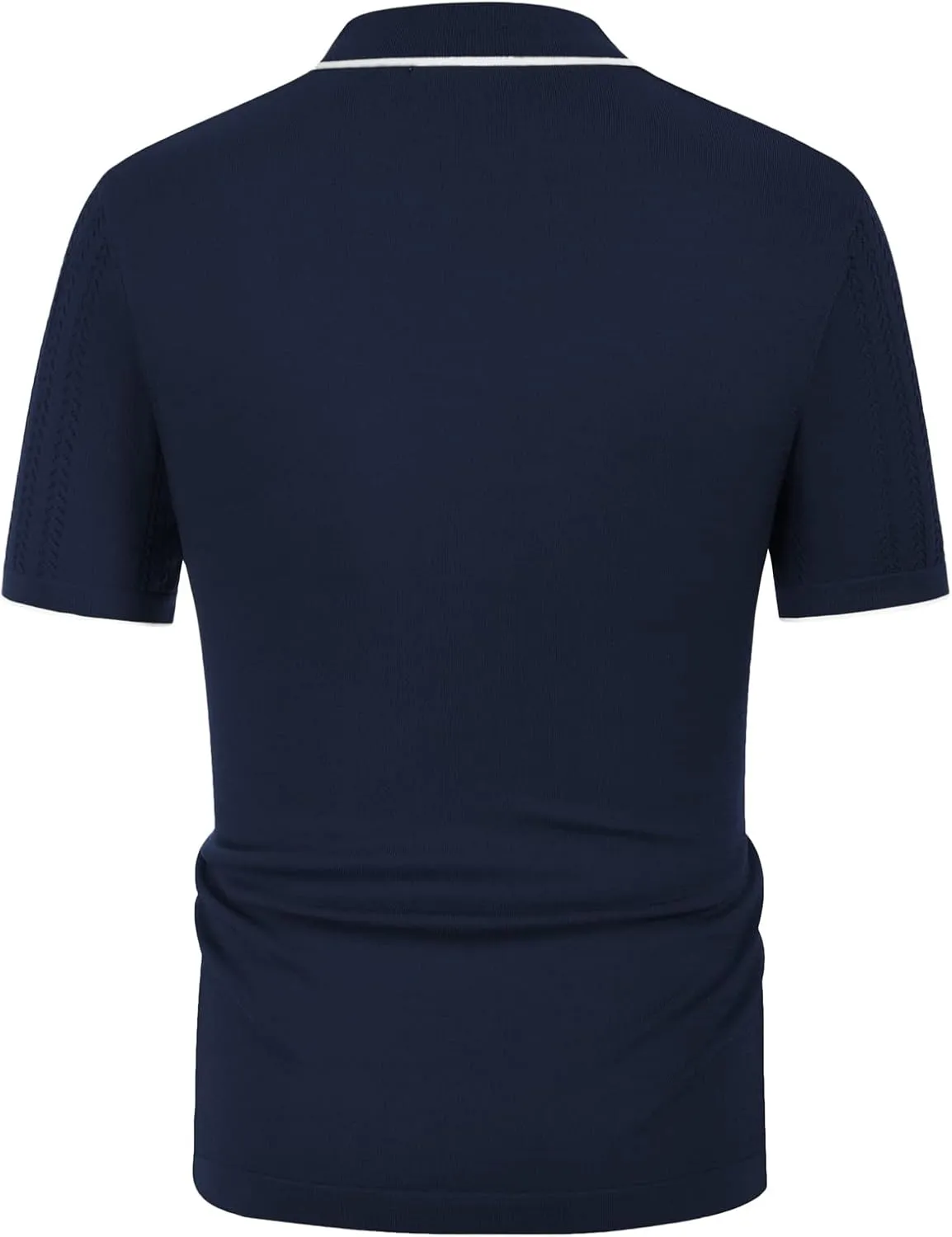GRACE KARIN Men's Knit Polo Shirt Breathable Hollow Out Casual Button Down Shirts