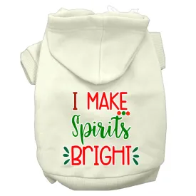 I Make Spirits Bright Screen Print Dog Hoodie Cream M
