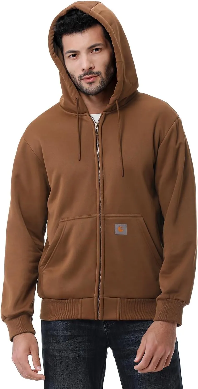 Men's Loose Fit Heavyweight Full Zip Fleece-Lined Hoodie Sweatshir