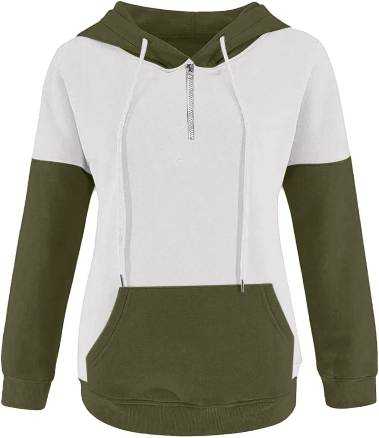 NaRHbrg Lightweight Hoodies for Women Color Block Hooded Sweatshirt Zip-Up Jersey Jacket Long Sleeve Top with Pockets