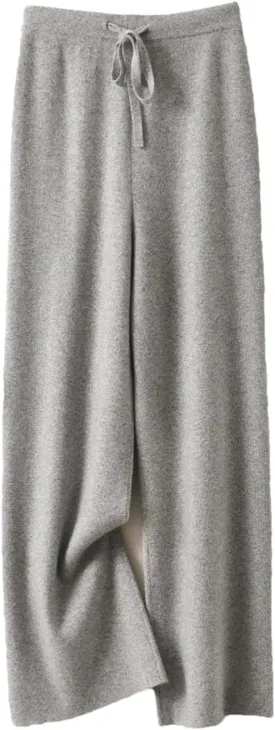 REHJJDFD Women's 100 Percent Wool Pants Soft Knitwear Wide Leg Pants Solid Casual with Drawstring Trousers