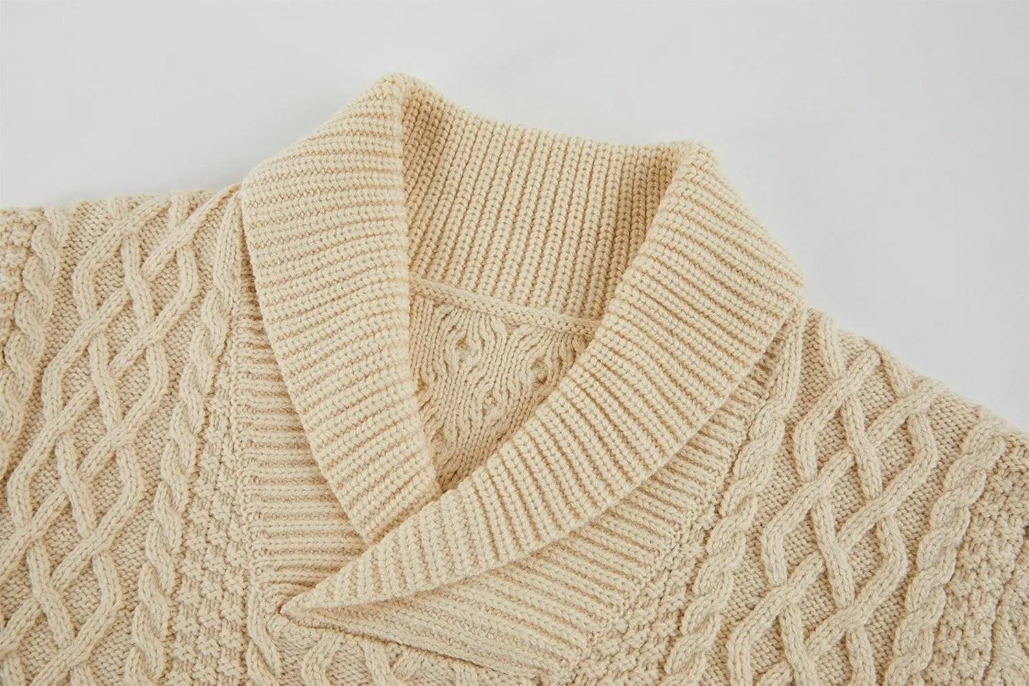 Runcati Mens Shawl Collar Sweaters Casual Cable Knit V-Neck Slim Fit Fall Winter Lightweight Pullover Sweater Knitwear