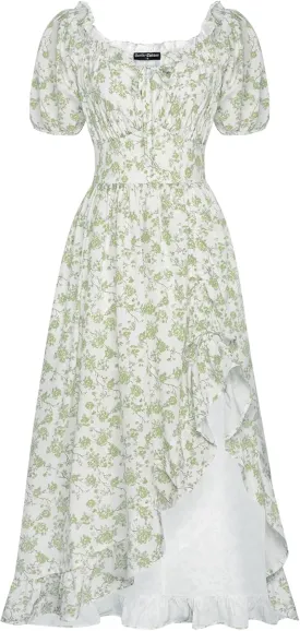 Scarlet Darkness Summer Floral Milkmaid Dress Cottagecore Corset Dress with Pockets