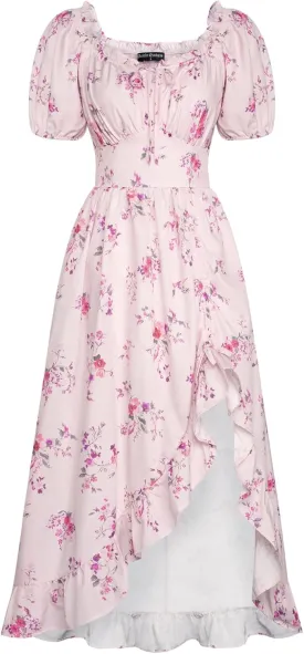 Scarlet Darkness Summer Floral Milkmaid Dress Cottagecore Corset Dress with Pockets