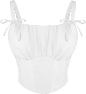 Scarlet Darkness Women's Renaissance Shirt Summer Ruched Bust Fishbone Bustier Corset Tops
