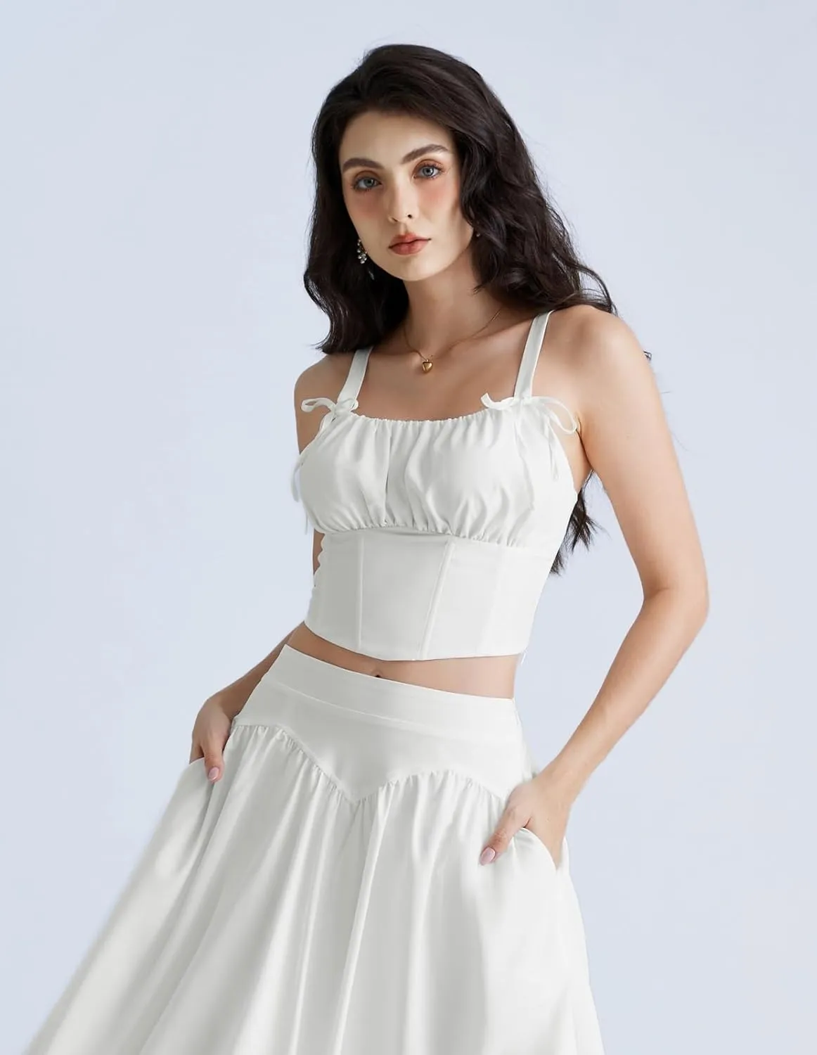 Scarlet Darkness Women's Renaissance Shirt Summer Ruched Bust Fishbone Bustier Corset Tops