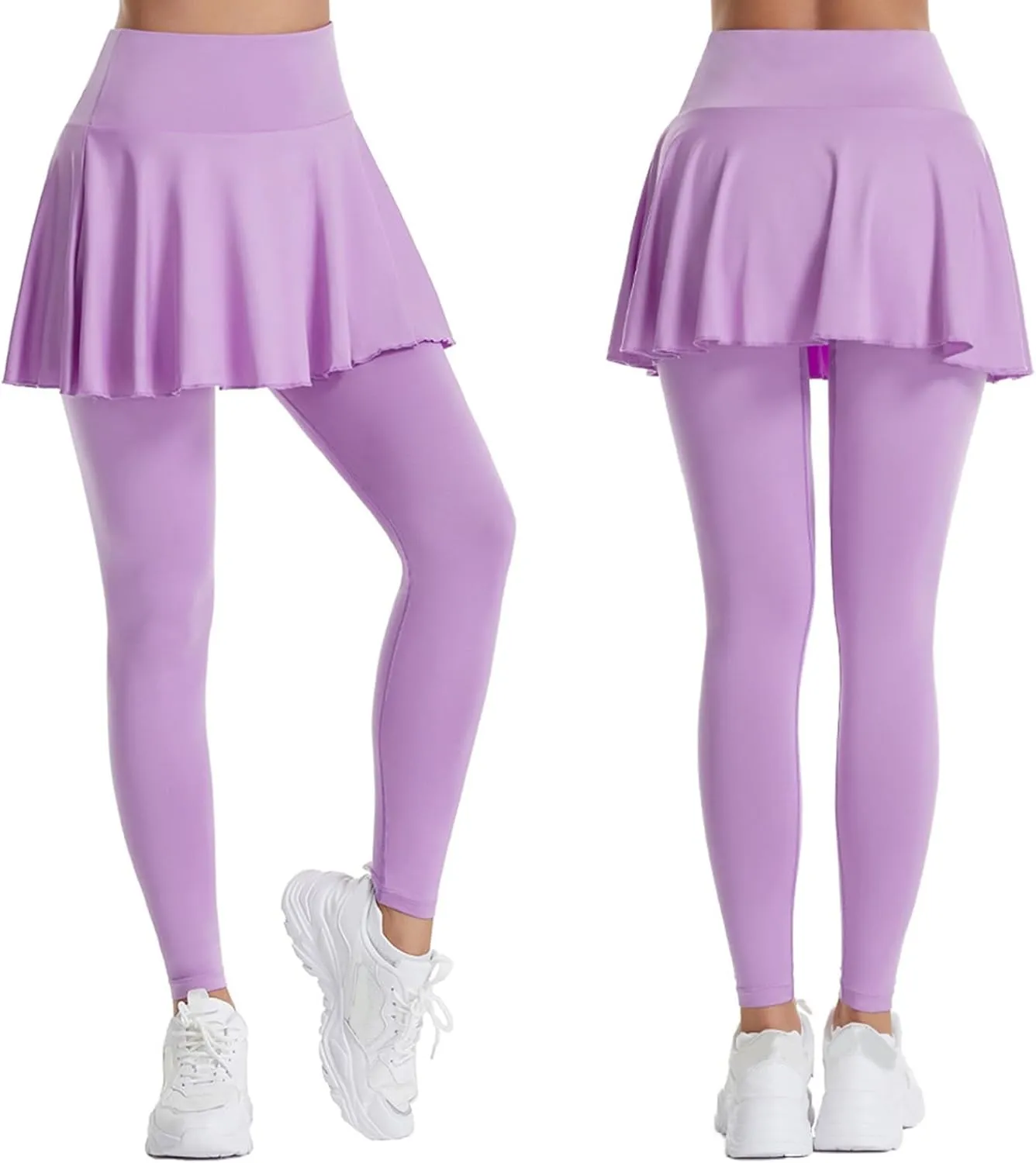 Skirted Legging for Women Tennis Yoga Active Pleated Skort Athletic Ruffle Golf Lightweight Stretch High Waisted Pant