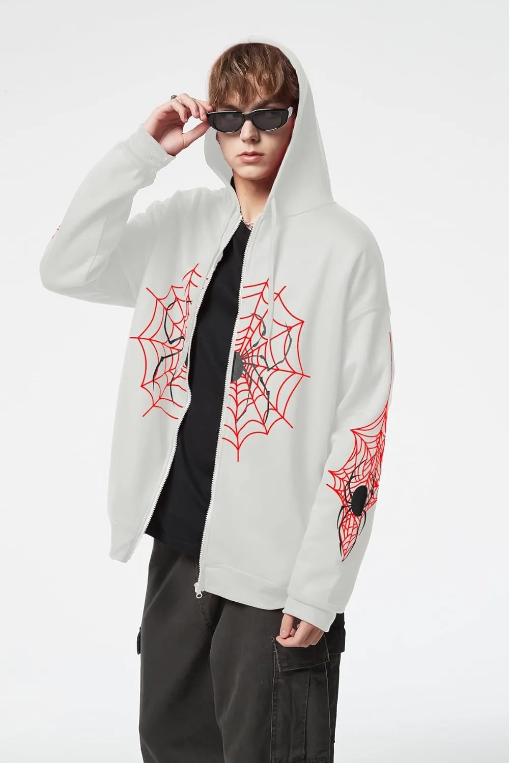 Spider Graphic Hoodies Y2k Zip Up Hoodie Men Women Oversized Sweatshirts Y2k Jacket Streetwear Vintage Tops