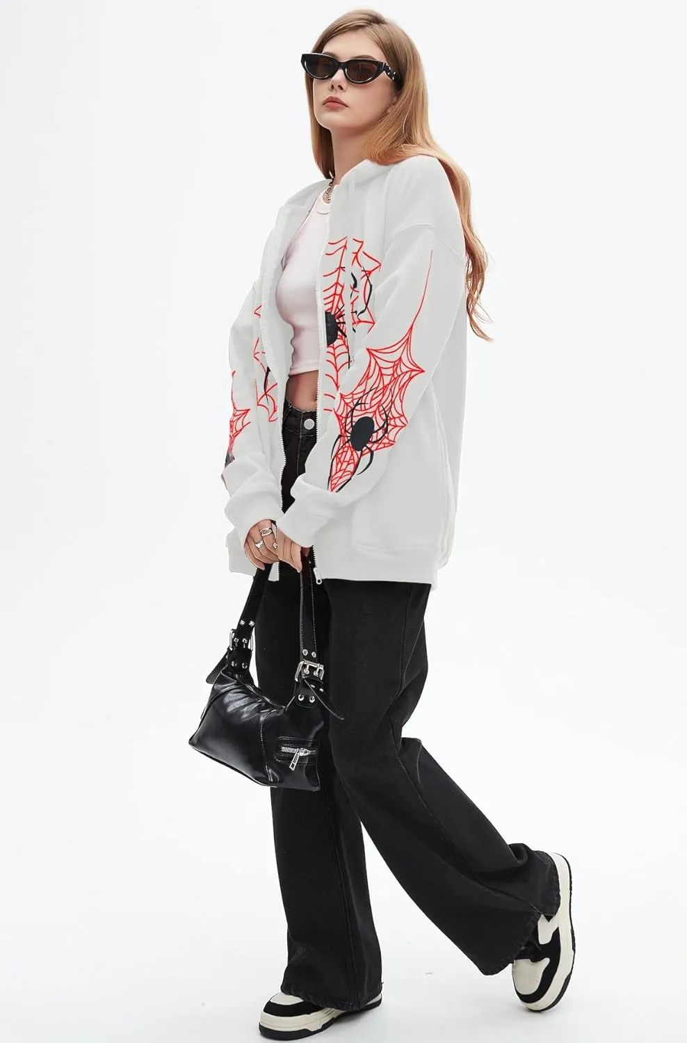 Spider Graphic Hoodies Y2k Zip Up Hoodie Men Women Oversized Sweatshirts Y2k Jacket Streetwear Vintage Tops