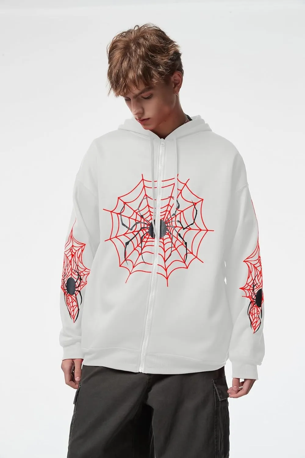 Spider Graphic Hoodies Y2k Zip Up Hoodie Men Women Oversized Sweatshirts Y2k Jacket Streetwear Vintage Tops