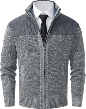 Vcansion Men's Classic Cardigan Sweaters Stand Collar Slim Fit Casual Knitted Sweater