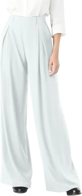 Wide Leg Pants for Women Business Palazzo Pants Lightweight High Waist Button Regular Long Trousers with Pockets