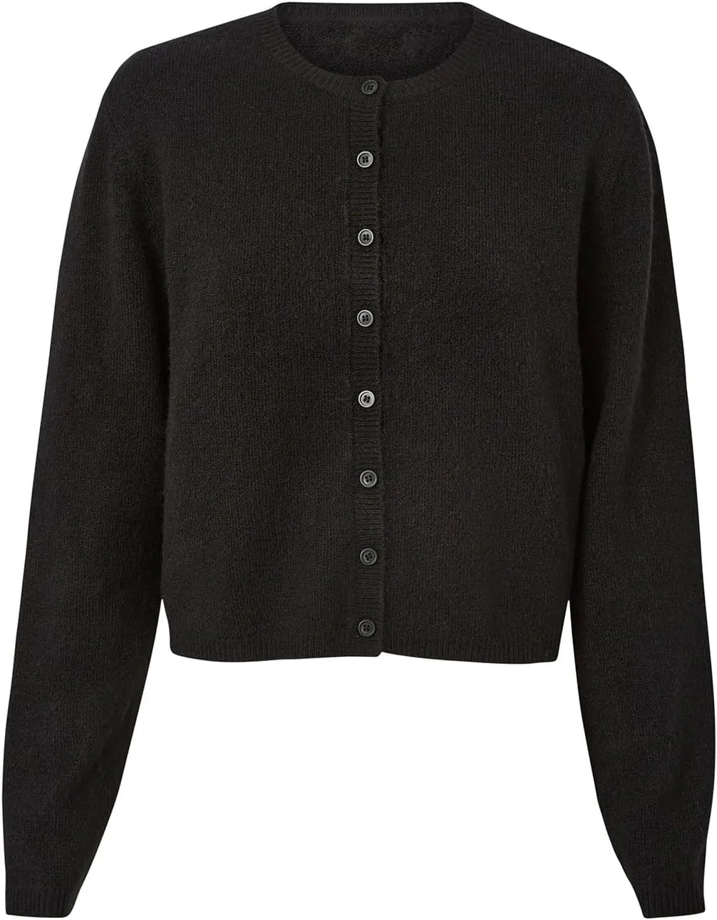 Women Y2k Crop Cardigan Long Sleeve Button Down Sweater Lightweight Solid Color Open Front Cute Knitted Tops