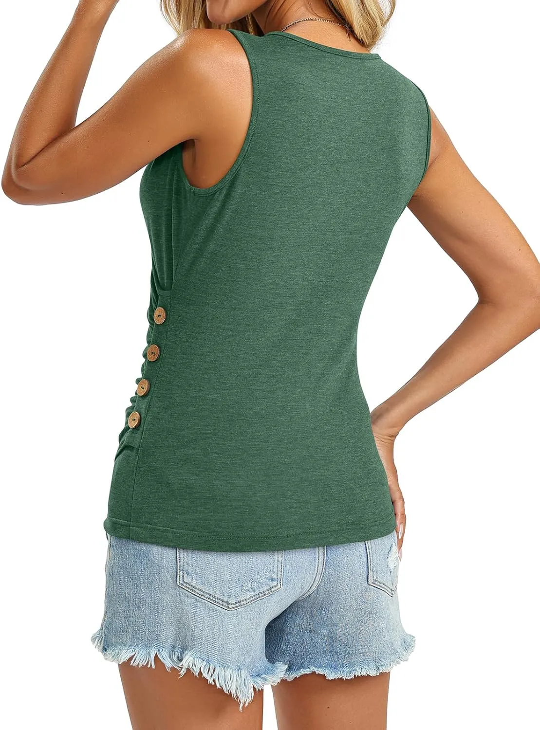 Womens Deep V Neck Tank Tops Sexy Sleeveless Wrap Tops Fitted Ruched Shirts 2025