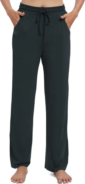Women's Drawstring Casual Pants Stretchy High Waisted Loose Straight Leg Pants Jogger Trousers with Pockets