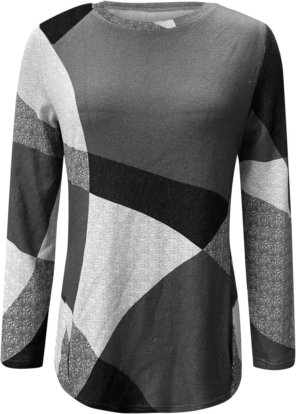 Womens Long Sleeve Tops Casual Women's Long Sleeve Crewneck Trendy Fleece Contrast Loose Fitting Casual Tunic Top Blouse