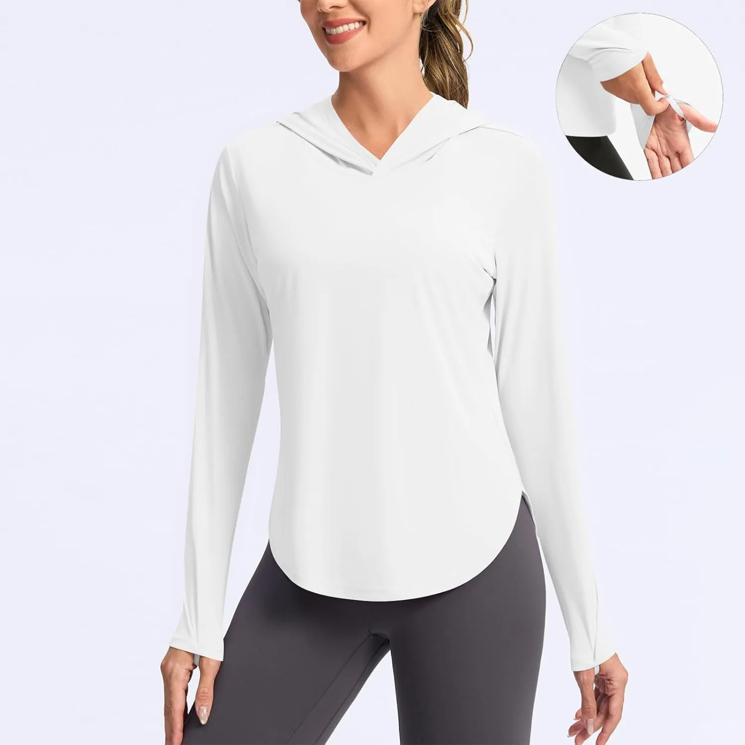 Women's Sun Protection Hoodie Shirts UPF 50  Long Sleeve UV SPF T-Shirt Hiking Running Quick Dry Rash Guard