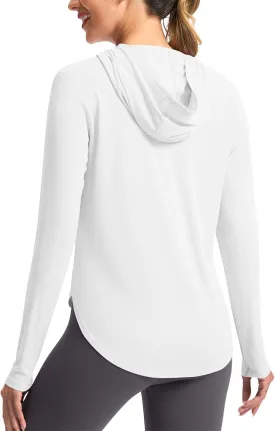 Women's Sun Protection Hoodie Shirts UPF 50  Long Sleeve UV SPF T-Shirt Hiking Running Quick Dry Rash Guard